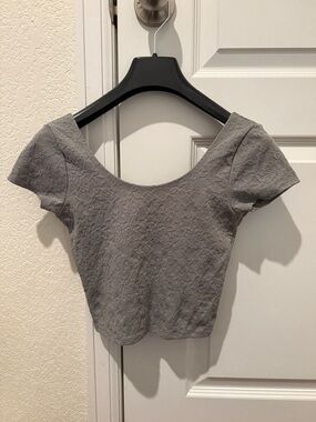 Abercrombie & Fitch Gray Lace Scoop Crop Top